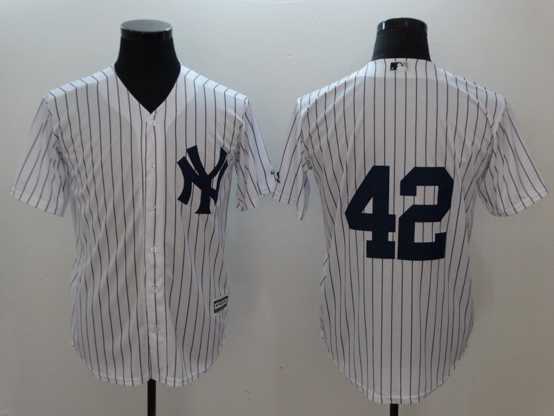 Men New York Yankees 42 Rivera White stripes Game MLB Jerseys